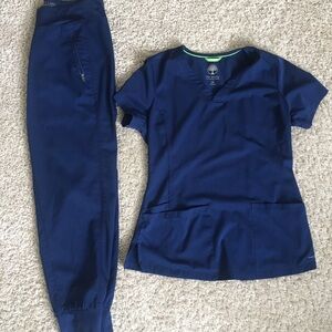 Healing Hands Scrub Top. Purple Label Yoga Scrub Bottoms Set